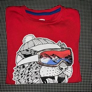 Old Navy Boys Red T-Shirt Size 10-12 w/Snow Cat